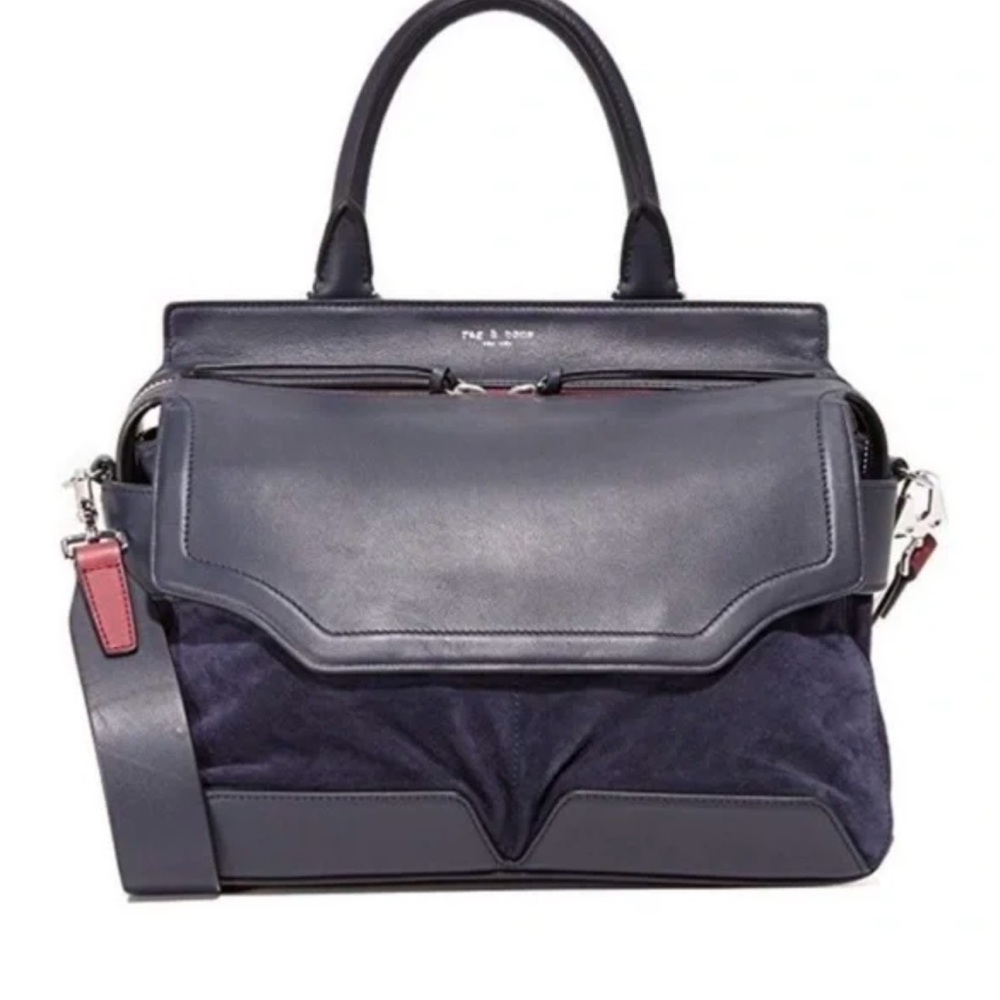 Rag & Bone Small Navy Leather Pilot Satchel, new - Picture 2 of 15